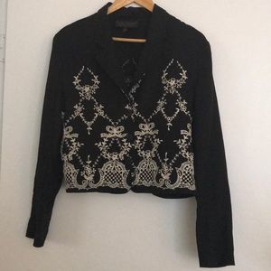 Karen Kane black cropped linen jacket